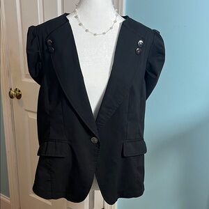 Forever 21 Structured Shoulder Black Jacket Blazer Business Casual Chic Size 2XL